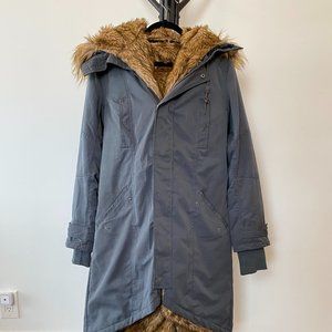 Member's only faux fur lined parka, size small